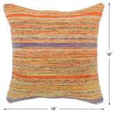 handmade Modern Pillow Rust Blue Hand-Woven SQUARE 100% WOOL  Hand woven turkish pillow  2 x 2